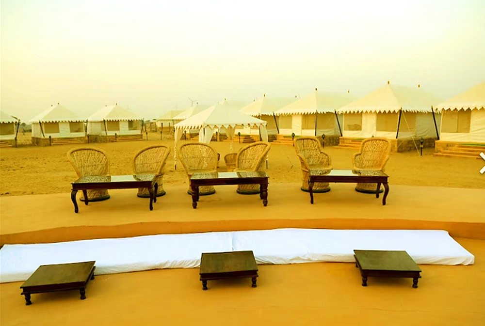 Rajasthani dinner on sand dunes at Jadam Resort desert camp Jaisalmer